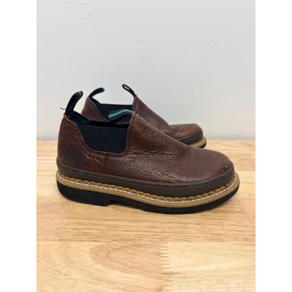 Georgia Boot Giant Romeo Kids Brown Leather Slip On Work Shoes size 3.5 M #42